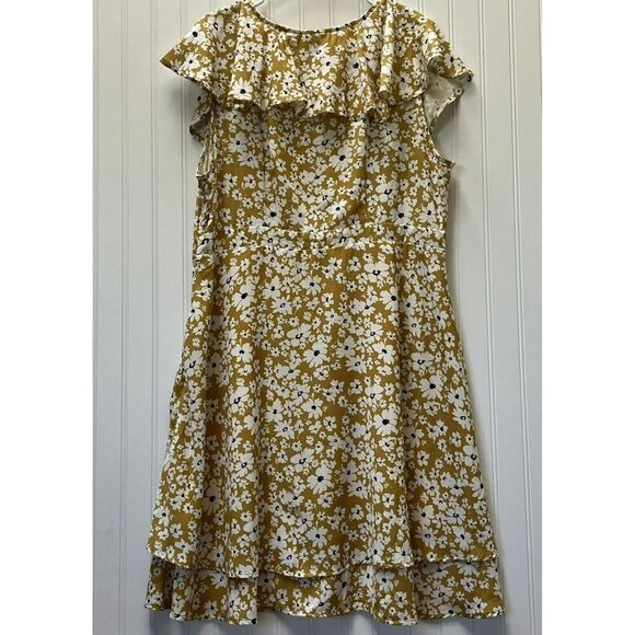 Suzanne Betro Womens Floral Print Ruffle V-Neckline Faux Wrap Style Dress Sz 1X - Picture 2 of 5
